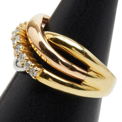 K18YG イエローゴールド K18PG ピンクゴールド Pt プラチナ ダイヤ0.30ct リング 指輪 レディース 9号 【中古】