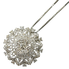 Pt850 プラチナ K18WG ホワイトゴールド ダイヤ0.75ct ペンダントネックレス レディース 【中古】
