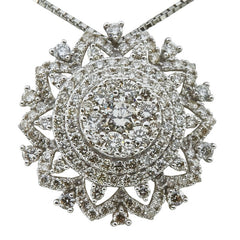 Pt850 プラチナ K18WG ホワイトゴールド ダイヤ0.75ct ペンダントネックレス レディース 【中古】