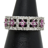 K18WG ホワイトゴールド ダイヤ0.35ct ピンクサファイア0.60ct リング 指輪 レディース 9.5号 【中古】