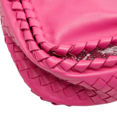 ボッテガヴェネタ イントレチャート パイソン ショルダーバッグ ピンク レザー レディース BOTTEGAVENETA 【中古】