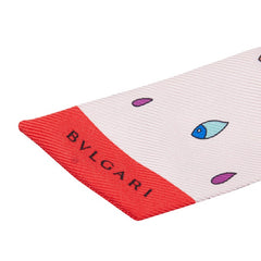 ブルガリ セルペンティ ロゴ スカーフ ピンク マルチカラー シルク レディース BVLGARI 【中古】