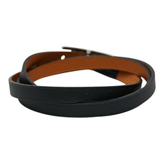 エルメス アピ3 ロング ブレスレット ブラック シルバー レザー メタル メンズ HERMES 【中古】