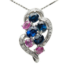 K18WG ホワイトゴールド サファイア2.07ct ダイヤ0.05ct ペンダントネックレス レディース 【中古】