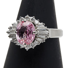 Pt900 プラチナ ピンクサファイア2.23ct ダイヤ0.55ct リング 指輪 レディース 11号 【中古】