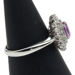 Pt850 プラチナ ピンクサファイア0.97ct ダイヤ0.50ct リング 指輪 レディース 14号 【中古】