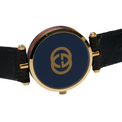 グッチ シェリーライン 腕時計 クオーツ ゴールド文字盤 ステンレススチール レザー レディース GUCCI 【中古】
