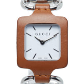 グッチ 腕時計 130.5 クオーツ ホワイト文字盤 ステンレススチール レザー レディース GUCCI 【中古】