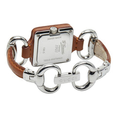 グッチ 腕時計 130.5 クオーツ ホワイト文字盤 ステンレススチール レザー レディース GUCCI 【中古】