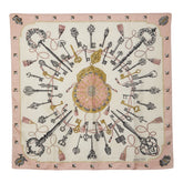 エルメス カレ90 LES CLES 鍵 スカーフ ピンク マルチカラー シルク レディース HERMES 【中古】