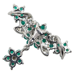 K18WG ホワイトゴールド ダイヤ0.13ct エメラルド0.62ct フラワー 花 モチーフ ペンダントトップ レディース 【中古】