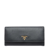 プラダ ロゴ 長財布 1M1132 ブラック ピンク サフィアーノレザー レディース PRADA 【中古】