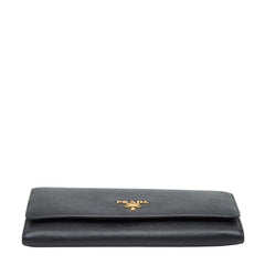 プラダ ロゴ 長財布 1M1132 ブラック ピンク サフィアーノレザー レディース PRADA 【中古】