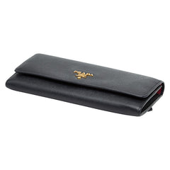 プラダ ロゴ 長財布 1M1132 ブラック ピンク サフィアーノレザー レディース PRADA 【中古】