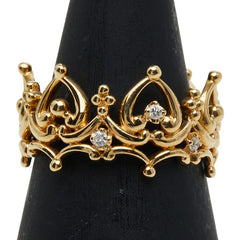 K18YG イエローゴールド ダイヤ0.03ct リング 指輪 レディース 10号 【中古】