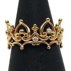 K18YG イエローゴールド ダイヤ0.03ct リング 指輪 レディース 10号 【中古】