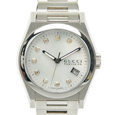 グッチ パンテオン シェル文字盤 腕時計 115.4 クオーツ シルバー文字盤 ステンレススチール ボーイズ GUCCI 【中古】