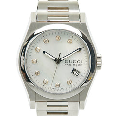 グッチ パンテオン シェル文字盤 腕時計 115.4 クオーツ シルバー文字盤 ステンレススチール ボーイズ GUCCI 【中古】