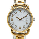 エルメス プルマン 腕時計 クオーツ ホワイト文字盤 ステンレススチール メッキ レディース HERMES 【中古】
