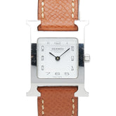 エルメス 39670 腕時計 HH1.210 クオーツ ホワイト文字盤 ステンレススチール レザー レディース HERMES 【中古】