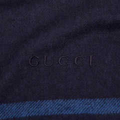 グッチ マフラー ネイビー ブルー シルク カシミヤ レディース GUCCI 【中古】