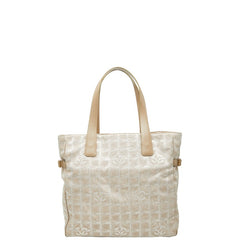 シャネル ニュートラベルライン トートGM トートバッグ ベージュ ナイロン レザー レディース CHANEL 【中古】