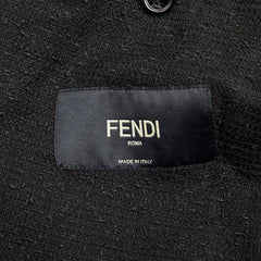 フェンディ 2B テーラードジャケット サイズ50 ブラック リネン コットン メンズ FENDI 【中古】