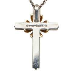 ティファニー シグネチャー クロス ネックレス シルバー ゴールド SV925 シルバー K18YG イエローゴールド レディース TIFFANY&Co. 【中古】