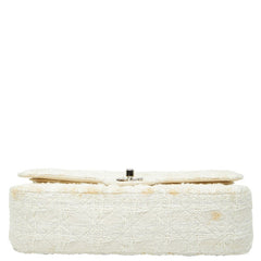 シャネル ココマーク マトラッセ ダブルフラップ チェーン ショルダーバッグ ホワイト ツイード レザー レディース CHANEL 【中古】