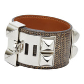 エルメス コリエドシアン バングル ブレスレット #S ブラウン系 リザード メタル レディース HERMES 【中古】