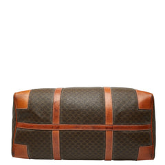 セリーヌ マカダム ボストンバッグ トラベルバッグ ブラウン PVC レザー レディース CELINE 【中古】