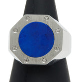 K18WG ホワイトゴールド ラピスラズリ ダイヤ0.06ct リング 指輪 レディース 16.5号 【中古】