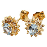 K18YG イエローゴールド アクアマリン ダイヤ0.08ct ピアス レディース 【中古】