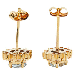 K18YG イエローゴールド アクアマリン ダイヤ0.08ct ピアス レディース 【中古】