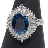 Pt900 プラチナ サファイア3.50ct ダイヤ0.60ct リング 指輪 レディース 14号 【中古】