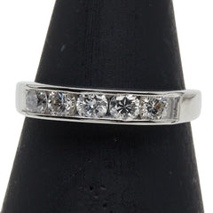 Pt900 プラチナ ダイヤ0.55ct 一文字リング 指輪 レディース 10号 【中古】