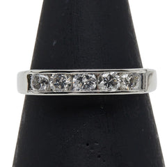 Pt900 プラチナ ダイヤ0.55ct 一文字リング 指輪 レディース 10号 【中古】