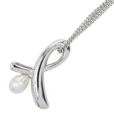 タサキ メタル SV925 シルバー 淡水パール4mm リボンモチーフ NCチェーン □S刻印 ネックレス レディース TASAKI 【中古】