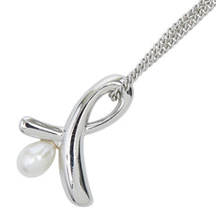 タサキ メタル SV925 シルバー 淡水パール4mm リボンモチーフ NCチェーン □S刻印 ネックレス レディース TASAKI 【中古】