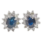 K14WG ホワイトゴールド サファイア ダイヤ0.26ct ピアス レディース 【中古】