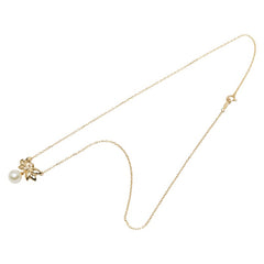 ミキモト K18YG イエローゴールド アコヤパール7.2mm ダイヤ0.02ct ネックレス レディース MIKIMOTO 【中古】