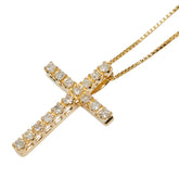 K18YG イエローゴールド ダイヤ0.20ct クロスモチーフ ネックレス レディース 【中古】