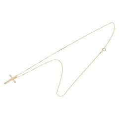 K18YG イエローゴールド ダイヤ0.20ct クロスモチーフ ネックレス レディース 【中古】
