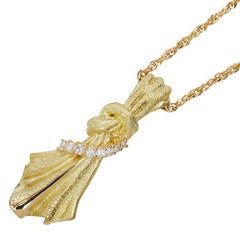K18YG イエローゴールド ダイヤ0.21ct スカーフモチーフ ネックレス レディース 【中古】