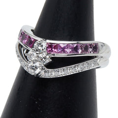 ジュネ K18WG ホワイトゴールド サファイア0.87ct ダイヤ0.47ct リング 指輪 レディース JUNE 11号 【中古】