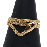 K18YG イエローゴールド ダイヤ0.10ct スネーク ヘビ 蛇 モチーフ リング 指輪 レディース 12号 【中古】