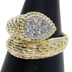 K18YG イエローゴールド Pt900 プラチナ ダイヤ0.31ct スネークモチーフ リング 指輪 レディース 15号 【中古】