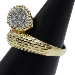 K18YG イエローゴールド Pt900 プラチナ ダイヤ0.31ct スネークモチーフ リング 指輪 レディース 15号 【中古】