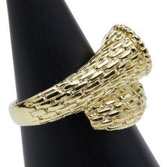 K18YG イエローゴールド Pt900 プラチナ ダイヤ0.31ct スネークモチーフ リング 指輪 レディース 15号 【中古】