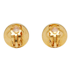 シャネル ココマーク ラウンド イヤリング ゴールド ブラック メッキ レザー レディース CHANEL 【中古】